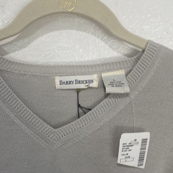 Vintage Barry Bricken Silver/Gray Textured Silk Blend Crewneck Sweater Size L - Picture 8 of 8